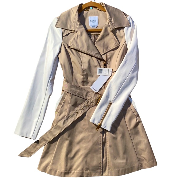bebe Jackets & Blazers - BeBe leather sleeve Trench Coat